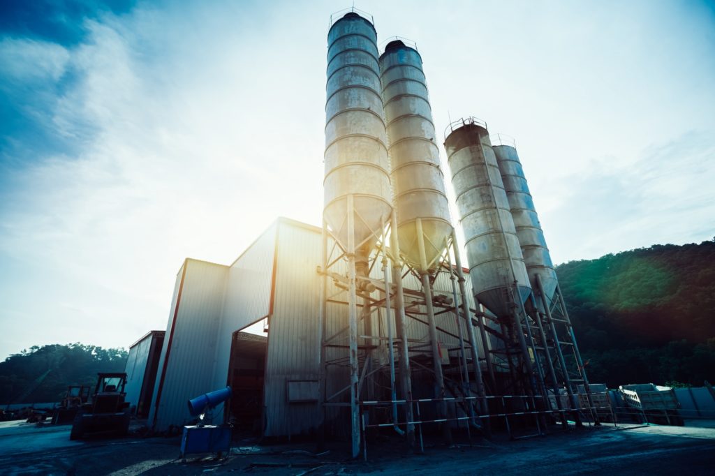 Exterior view of a cement factory