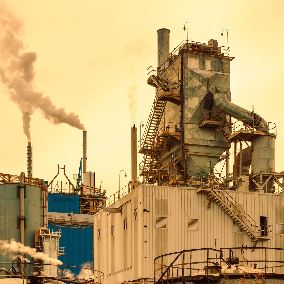 exterior view of a paper processing factory